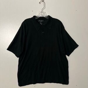 Ponte Vecchio Italy Preppy Casual Short Sleeve Black Polo Shirt Mens Size Large